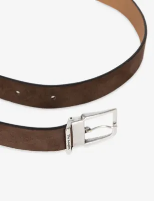 THE KOOPLES Branded-Buckle Suede Belt - L in Chocolate, additional product view 3