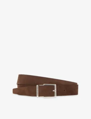 THE KOOPLES Branded-Buckle Suede Belt - L in Chocolate – Mens | Belts