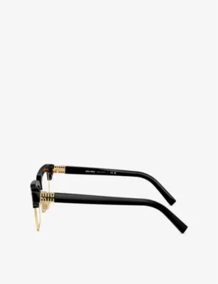 MIU MIU MU 11XV Rectangular-Frame Metal Optical Glasses in BLACK, additional product view 2