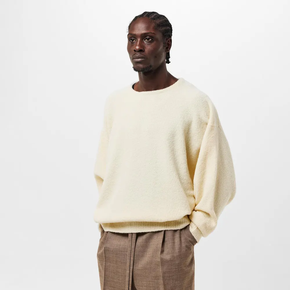 Fear Of God Men's Relaxed Fit Crew Neck Jumper in Cream, additional product view 3