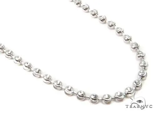 JALGAS - MELANO CREATION 14K White Gold Moon Cut Chain 3mm 64801 in White / 22 Inches – Chain