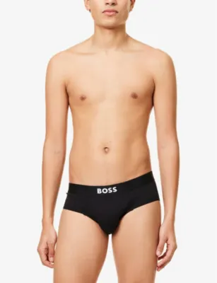BOSS ONE x David Beckham Logo-Waistband Pack of Three Stretch-Cotton Hipster Briefs detail 2