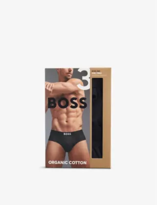 BOSS ONE x David Beckham Logo-Waistband Pack of Three Stretch-Cotton Hipster Briefs