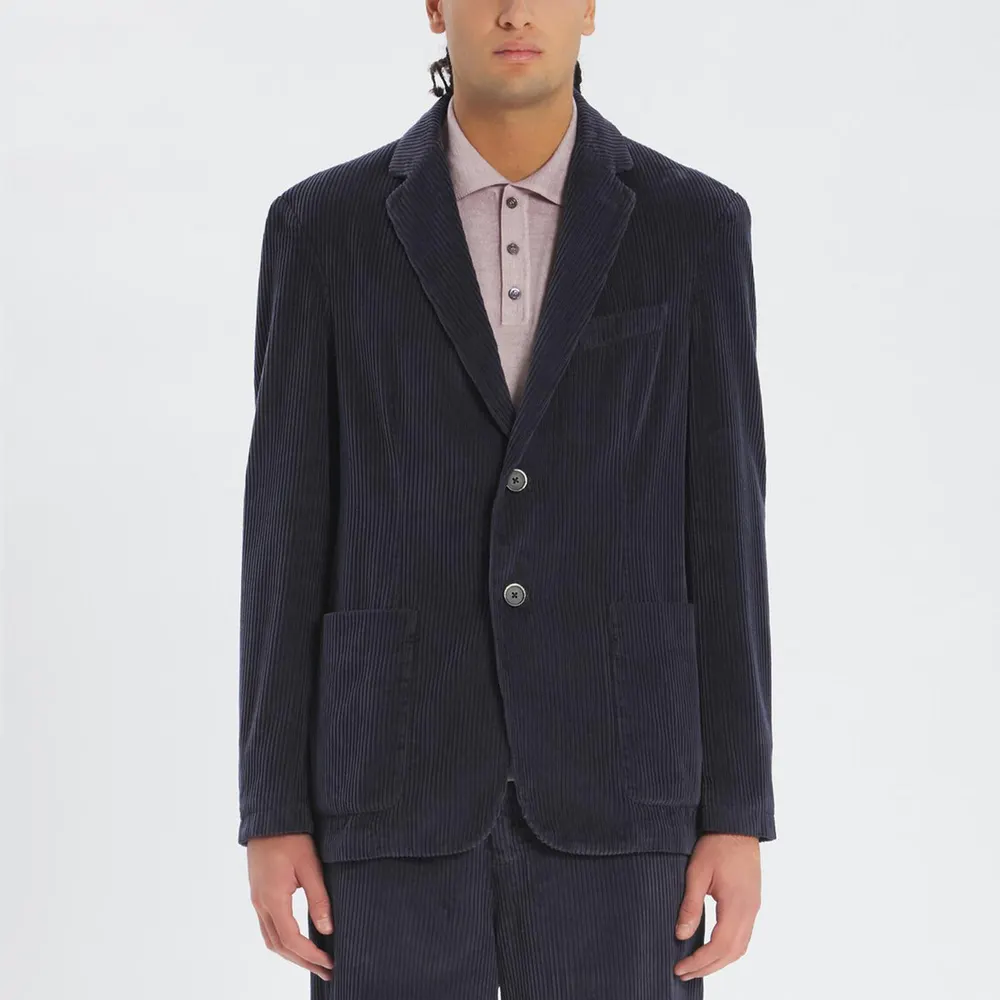 Barena Men's Borgo Long Sleeve Button Harrington Jacket in Mirto 860, additional product view 2