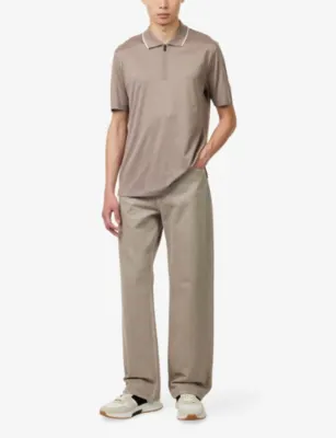 EMPORIO ARMANI Contrast-Stripe Collared Cotton-Jersey Polo Top detail 2