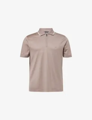 EMPORIO ARMANI Contrast-Stripe Collared Cotton-Jersey Polo Top