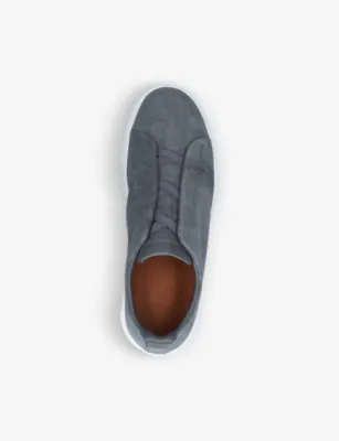 ZEGNA Triple stitch low-top cotton trainers - EUR 46 / 12 UK MEN in GREY, additional product view 2