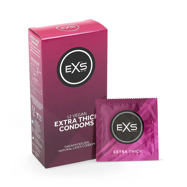 EXS Extra Thick Condoms Vegan Extra Protection 12 Pack