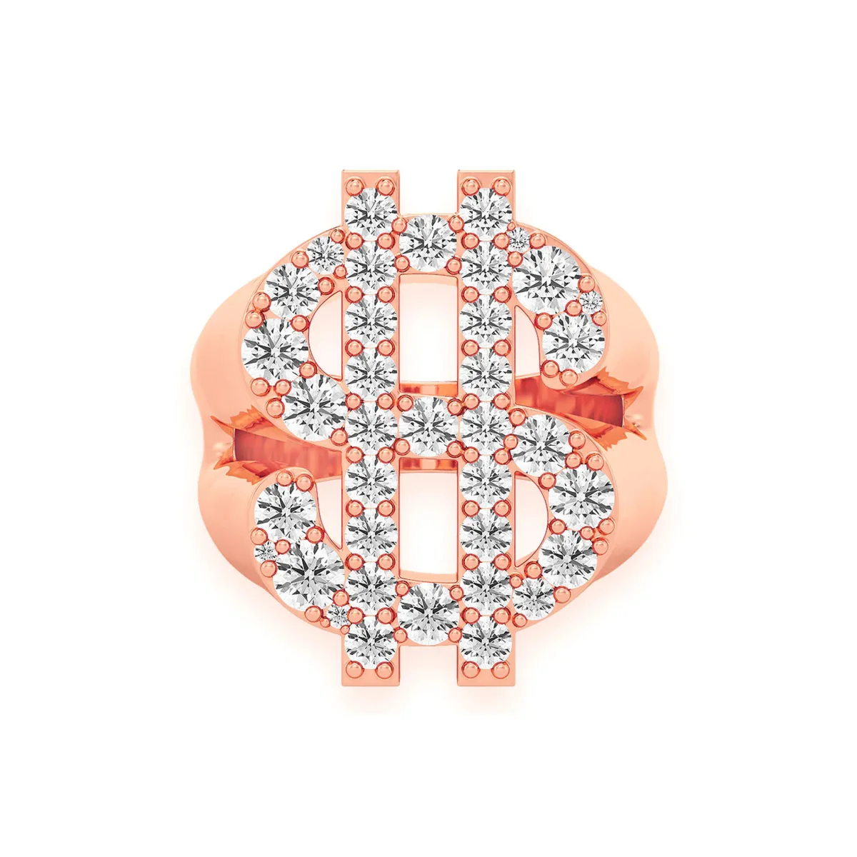 For Him Dollar Sign Signet Ring in Rose Gold / Natural Diamond – Ring