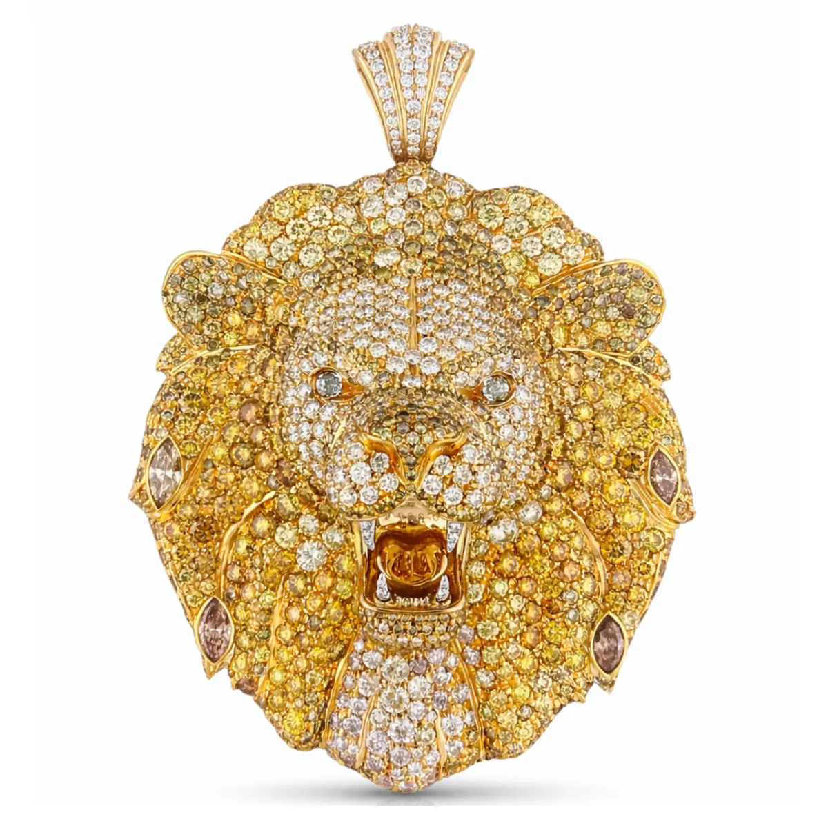 DANNY - For Him CUSTOM Natural Fancy Diamond Lion Head Pendant 71162 – Pendant