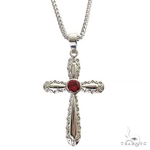 MARYAM - For Him SILVER Rhodolite Sanctity Cross Pendant Set 69683 in 18 Inches – Pendant Set