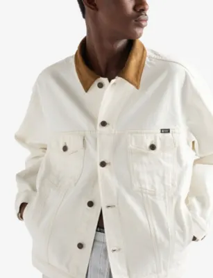 PRADA Leather-Collar Regular-Fit Denim Jacket detail 3