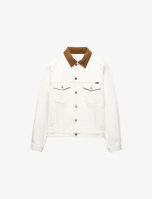 PRADA Leather-Collar Regular-Fit Denim Jacket