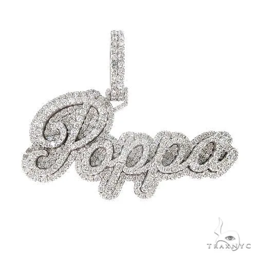RINA - For Him CUSTOM 14K Gold Double Layer 'Poppa' Diamond Name Pendant 66842 in Rose Gold – Pendant