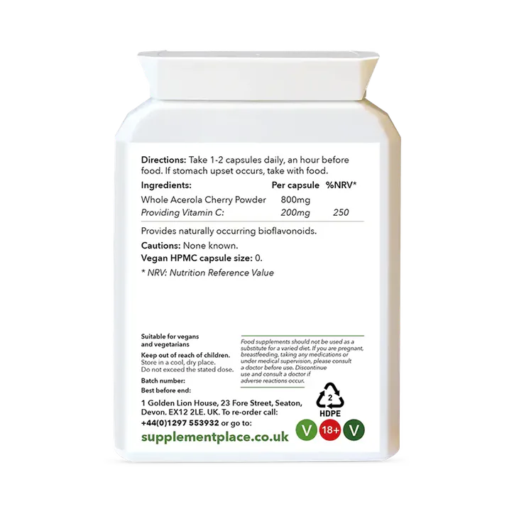 Supplement Place Wholefood Vitamin C 200mg | 60 Capsules detail 2