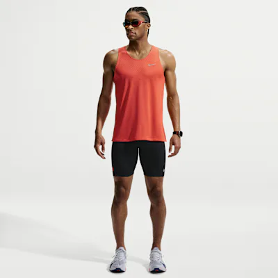 Nike AeroSwift Men's Dri-FIT ADV Brief-Lined 1/2-Length Running Tights - Black/Dark Smoke Grey/Bright Crimson