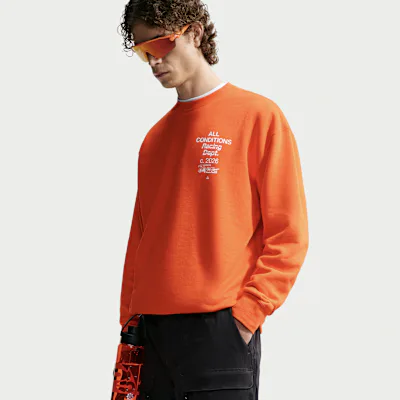 Nike ACG Tuff Fleece Men's Dri-FIT Crew-Neck Sweatshirt - Safety Orange/White