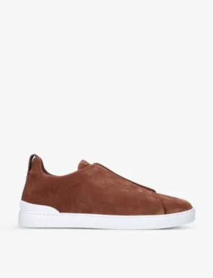 ZEGNA Triple stitch low-top suede trainers - BLUE - EUR 39 / 5 UK MEN in TAN – Mens | Trainers | Lace up trainers