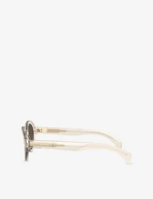 MONCLER ME6003 Rondosa Round-Frame Sunglasses in White, additional product view 3