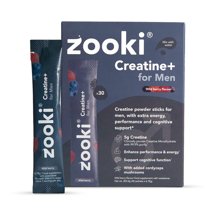 Zooki Creatine+ For Men Powder Wild Berry Flavour 30 Sachets