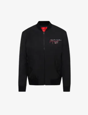 HUGO Snake-Print Woven Bomber Jacket
