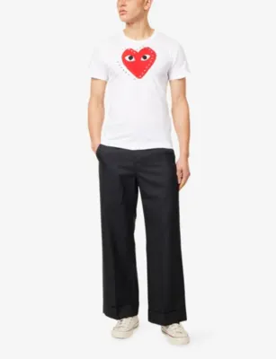COMME DES GARCONS PLAY Studded Heart-Print Cotton-Jersey T-Shirt detail 2