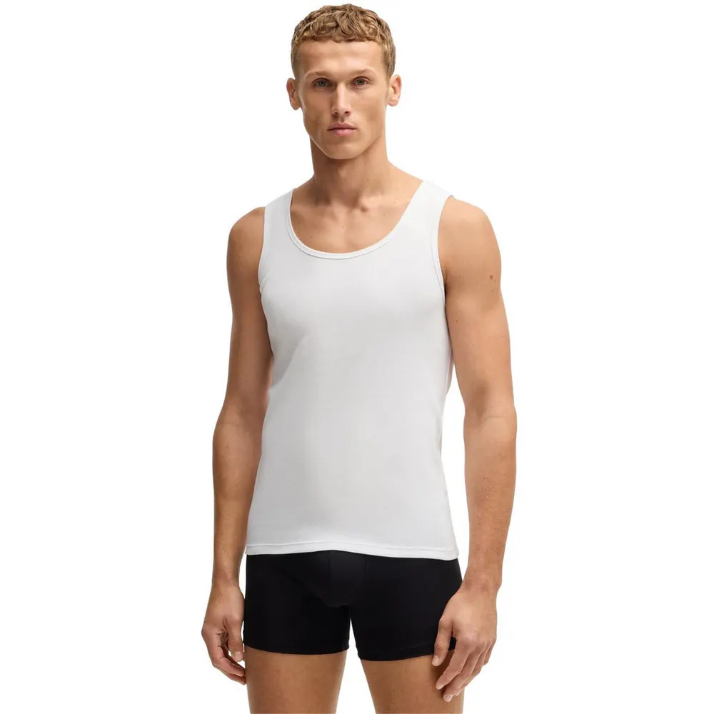 Boss Men's Classic Ribbed Tank Top 3-Pack, Cotton Construction detail 3