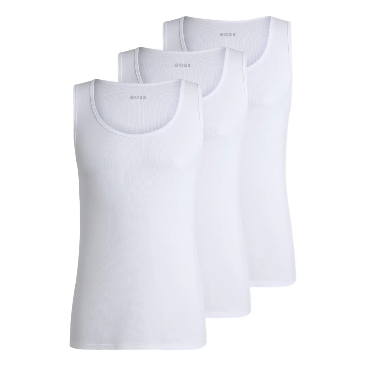 Boss Men's Classic Ribbed Tank Top 3-Pack, Cotton Construction