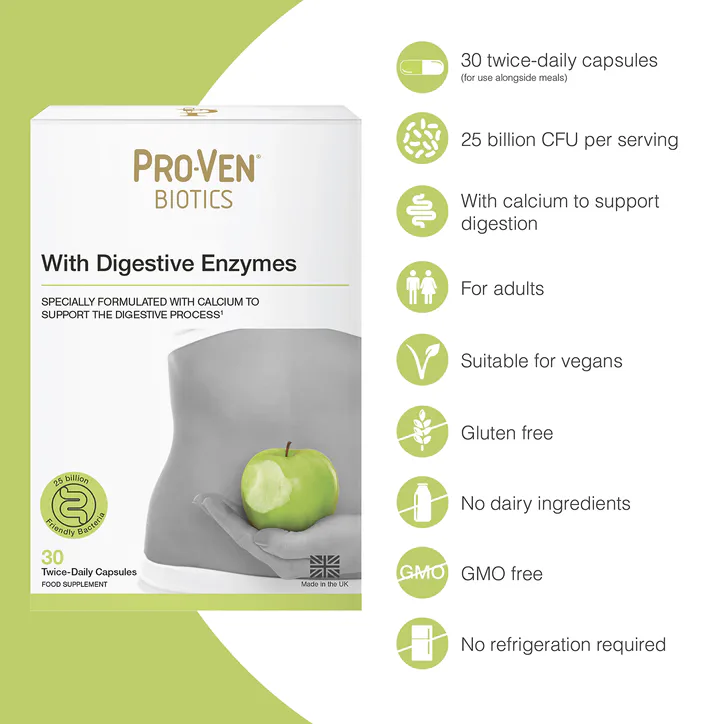 PRO-VEN BIOTICS Acidophilus & Bifidus With Digestive Enzymes 30 Capsules, additional product view 2
