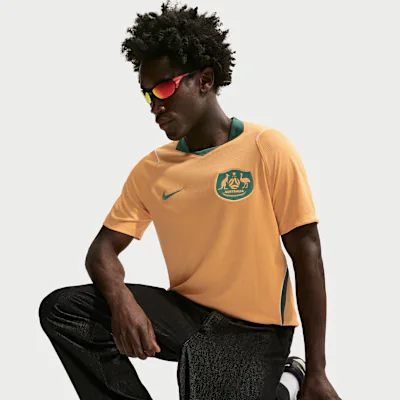 Nike Australia 2026 Stadium Home Men's Nike Dri-FIT Football Jersey - Sport Gold/Mystic Green/Sail/Mystic Green