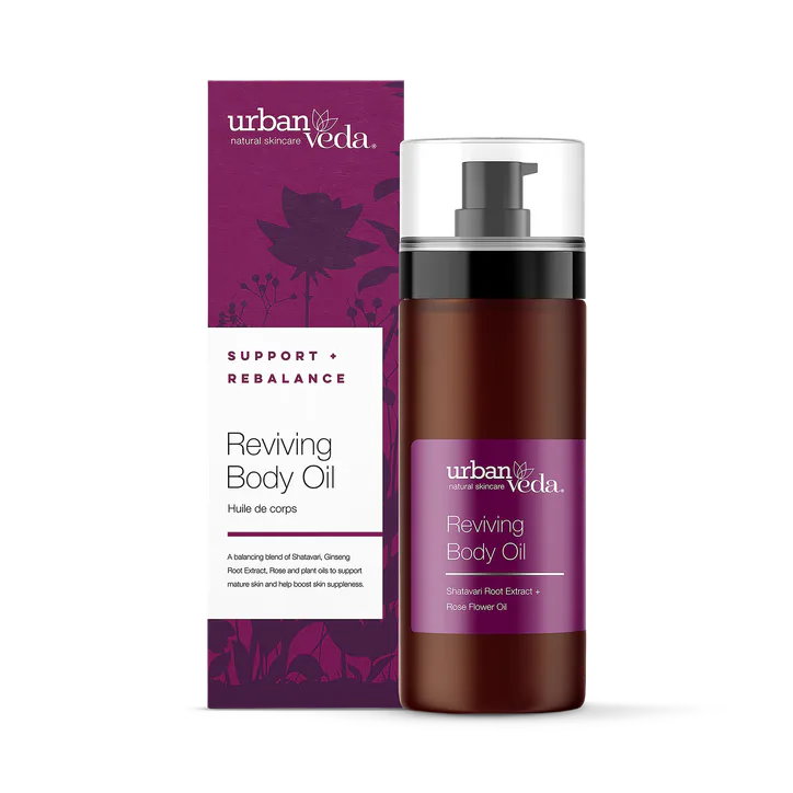 Urban Veda Reviving Firming Body Oil, Rose & Kahai Oil Ayurvedic Anti Ageing Treatment for Very Dry and Mature Skin 100ml