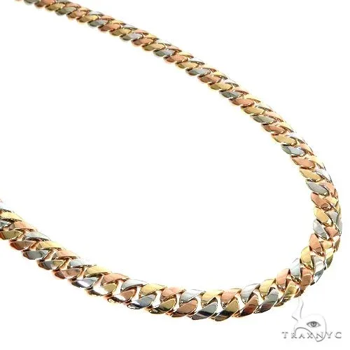 JALGAS - ASTOURIAN 14k Three-Tone Gold Solid Miami Cuban Chain 24 Inches 8.2mm 67721 – Chain