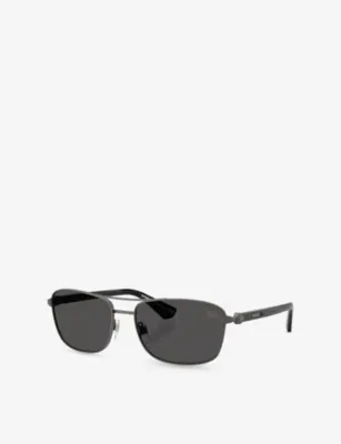 BURBERRY BE3163 Rectangle-Frame Metal Sunglasses detail 3