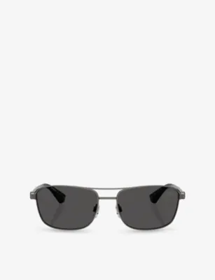 BURBERRY BE3163 Rectangle-Frame Metal Sunglasses