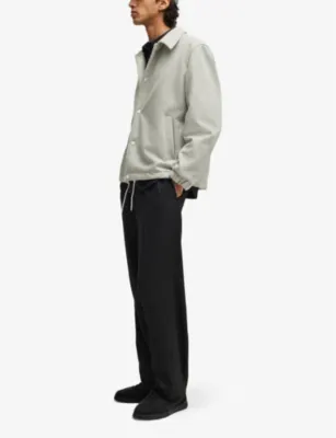HUGO Branded stand-collar wool-blend jacket detail 2