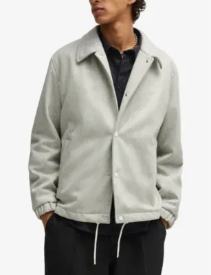 HUGO Branded stand-collar wool-blend jacket detail 3