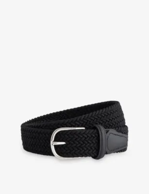 ANDERSONS Woven elastic and leather belt - 40