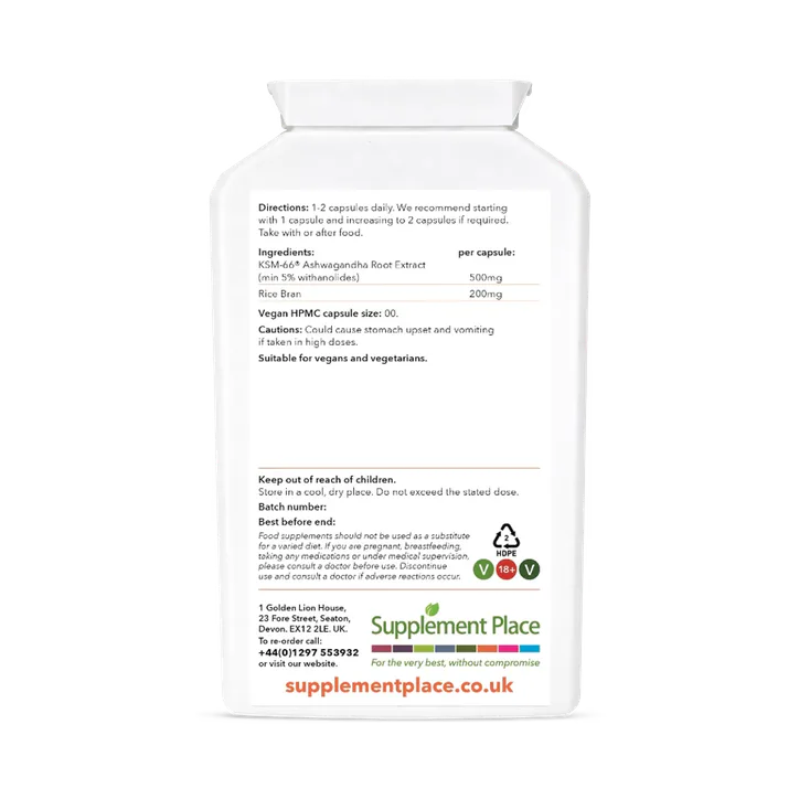 Supplement Place Ashwagandha Root Extract KSM-66 | 500mg | 120 Capsules, additional product view 2