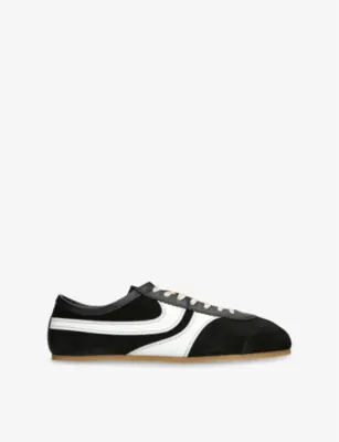 DRIES VAN NOTEN Stripe-Embroidered Suede and Leather Low-Top Trainers - 5 in BLACK – Mens | Trainers | Lace up trainers