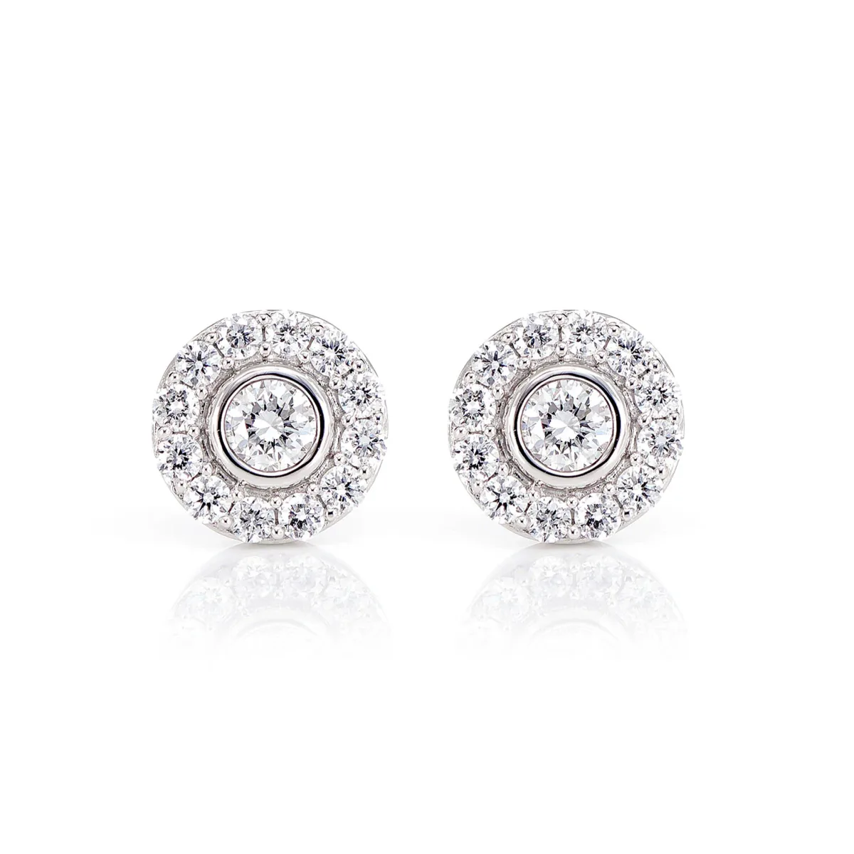 For Him Bezel Set Halo Diamond Stud Earrings 0.50ctw in White Gold / VS / Lab Grown Diamond – Earring