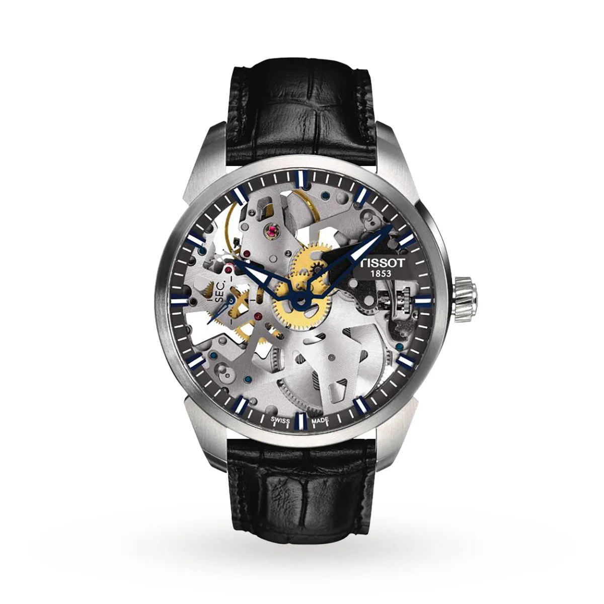 Tissot Complications Squelette Skeleton 43mm Mens Watch Silver