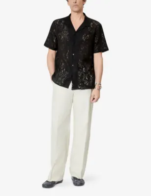 THE KOOPLES Short-Sleeved Notch-Collar Lace Shirt detail 2