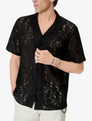 THE KOOPLES Short-Sleeved Notch-Collar Lace Shirt detail 3