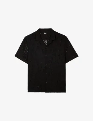 THE KOOPLES Short-Sleeved Notch-Collar Lace Shirt