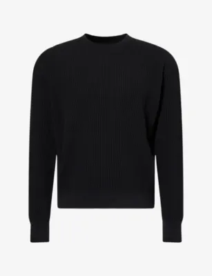 STUDIO NICHOLSON Crew-Neck Rib-Knit Cotton Jumpers in BLACK – Mens | Knitwear | Jumpers