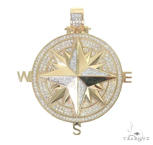 RINA - For Him FACTORY 14K Gold Compass Diamond Pendant 66666 in Rose Gold – Pendant