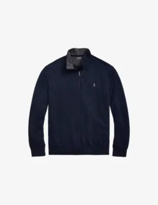 POLO RALPH LAUREN Brand-Embroidered Half-Zip Cotton-Blend Sweatshirt