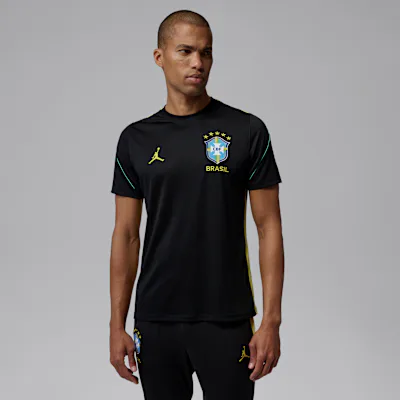 Jordan Brazil Strike Men's Jordan Dri-FIT Football Short-Sleeve Knit Top - Black/Yellow Pulse/Infrared 23