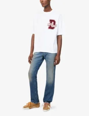 DSQUARED2 College Brand-Patch Cotton T-Shirt in WHITE, additional product view 2