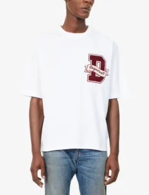 DSQUARED2 College Brand-Patch Cotton T-Shirt in WHITE, additional product view 3